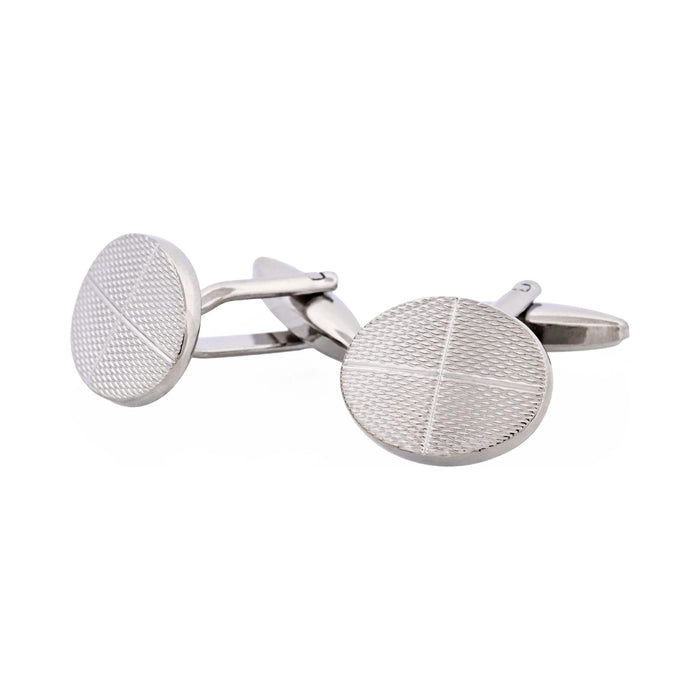Rhodium Patterned Plated Oval Cufflinks