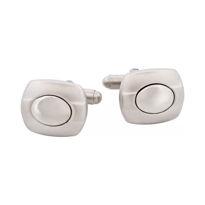 Rhodium Plated -Mirrored Insert Cufflinks