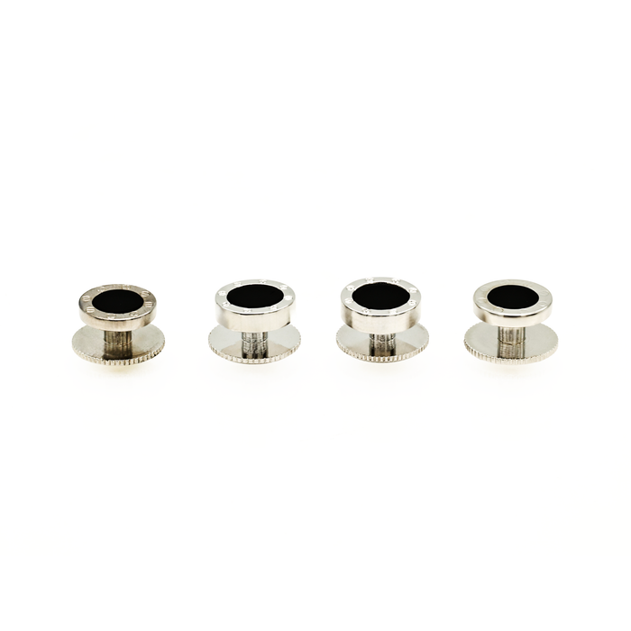 Rhodium plated and round Onyx Screw Shirt Studs (set of 4)