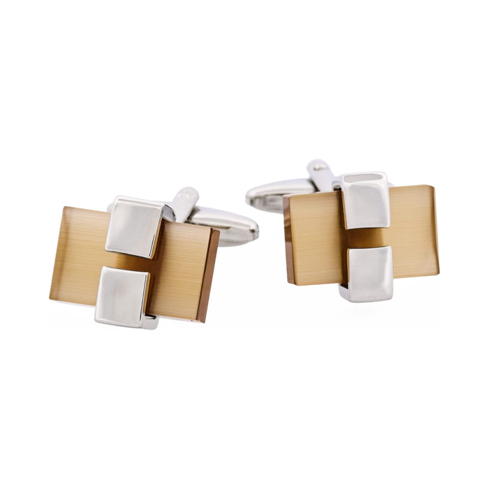 Rhodium Plated Brown Cat's Eye Cufflinks