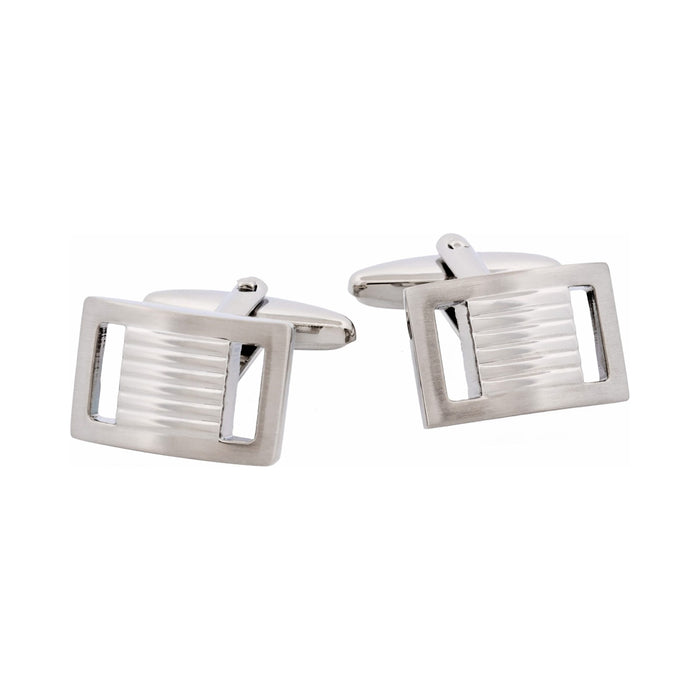 Rhodium Plated Cutout Side Cufflinks