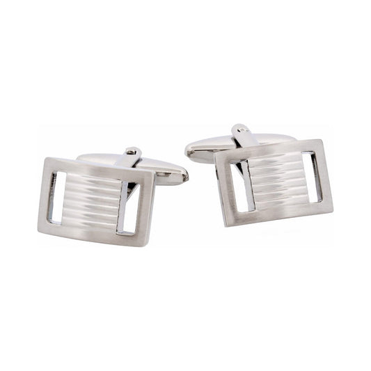 Rhodium Plated Cutout Side Cufflinks