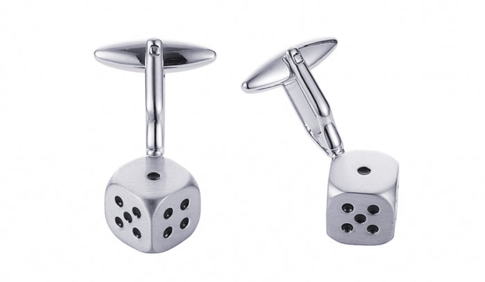 Rhodium Plated Dice Cufflinks