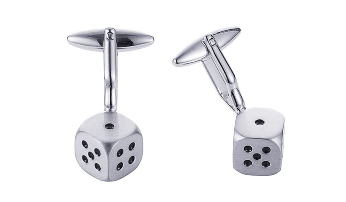 Rhodium Plated Dice Cufflinks