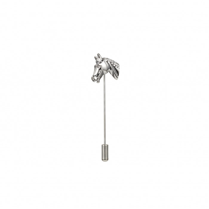 Rhodium Plated Horse Head Lapel Pin