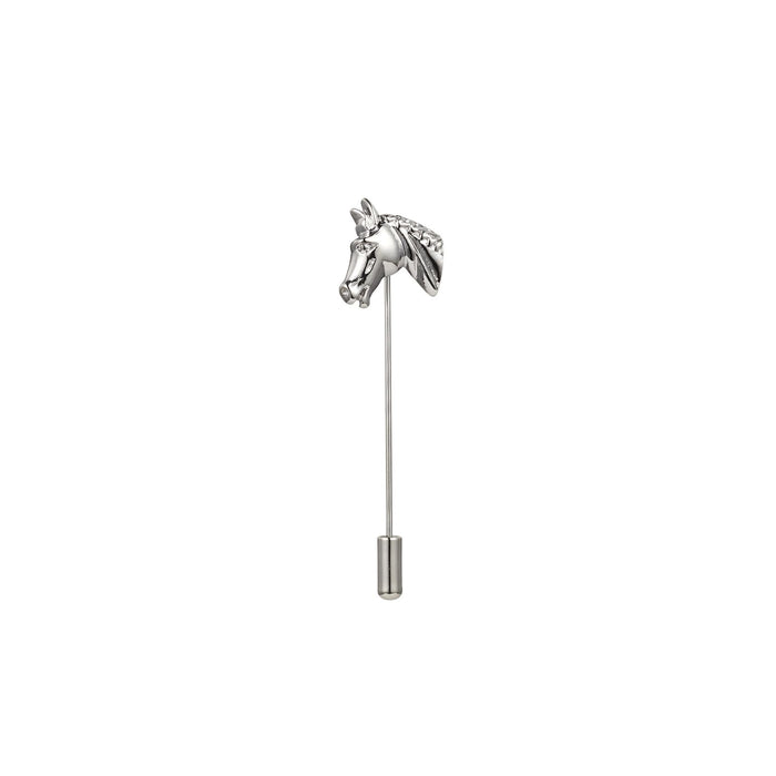 Rhodium Plated Horse Head Lapel Pin