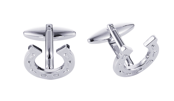 Rhodium Plated Horse Shoe Cufflinks