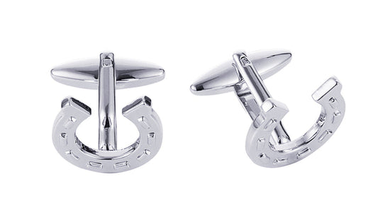 Rhodium Plated Horse Shoe Cufflinks