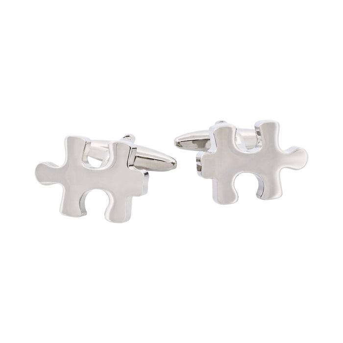 Rhodium Plated Jigsaw Cufflinks
