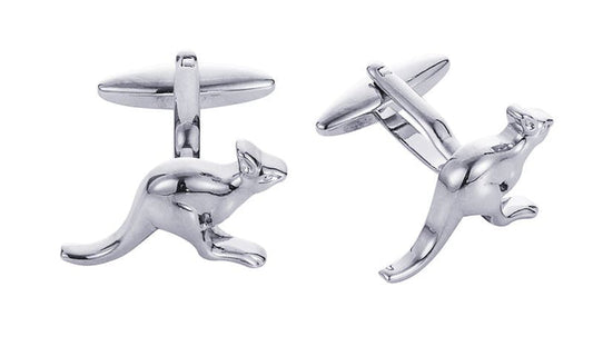 Rhodium Plated Kangaroo Cufflinks