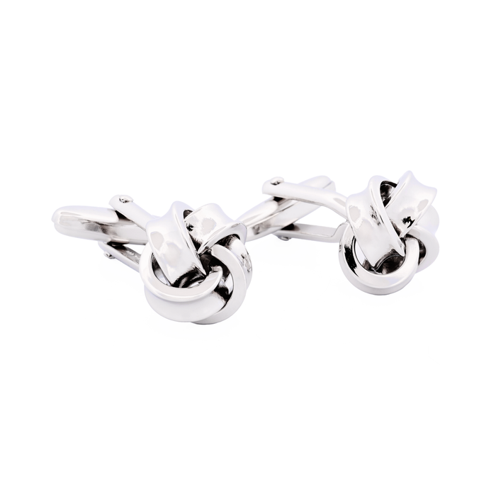 Rhodium Plated Knot Cufflinks