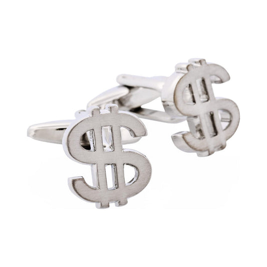Rhodium Plated $ Sign Cufflinks