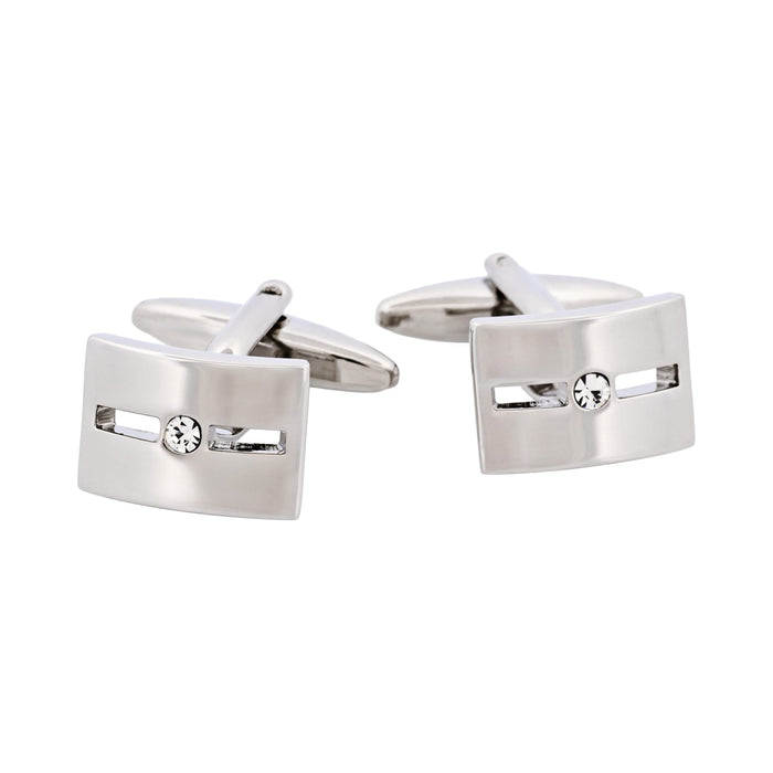 Rhodium Plated & Single Crystal Cufflinks