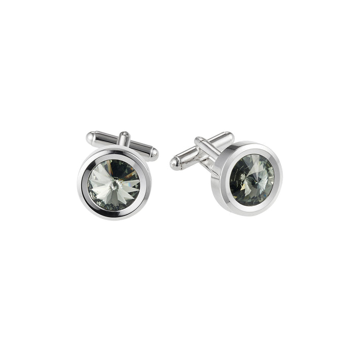 Rhodium plated /Smoke Topaz Crystal Cufflinks