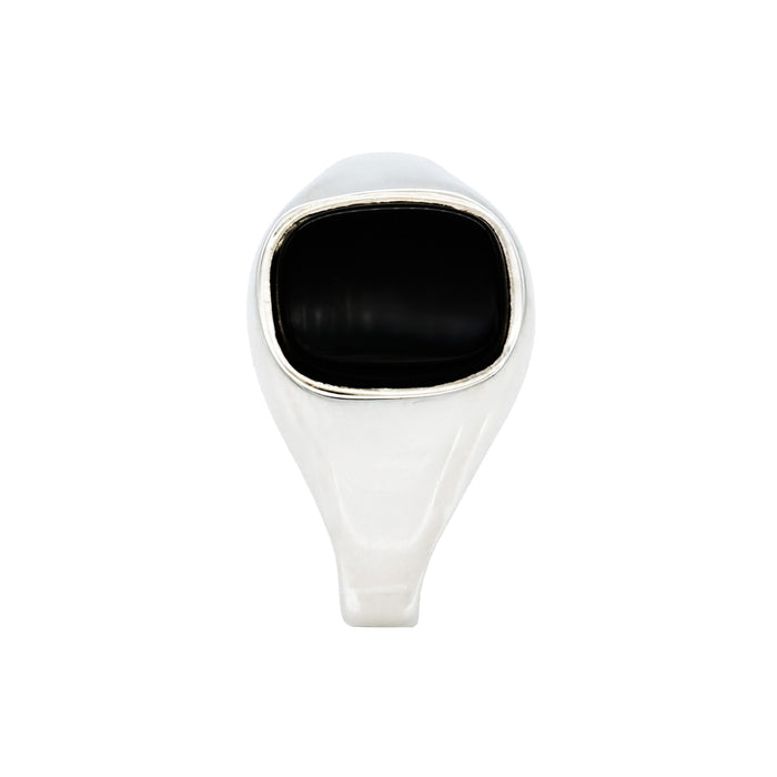 Rhodium plated Sterling Silver/Onyx Signet Ring