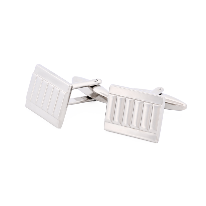 Rhodium Plated Striped Cufflinks