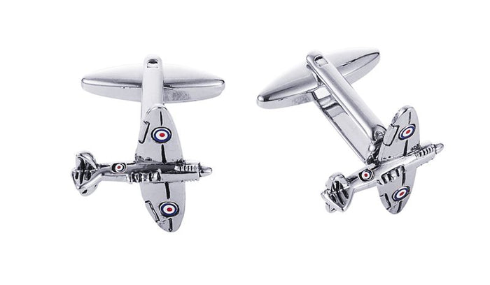 Rhodium Plated Supermarine Spitfire Cufflinks
