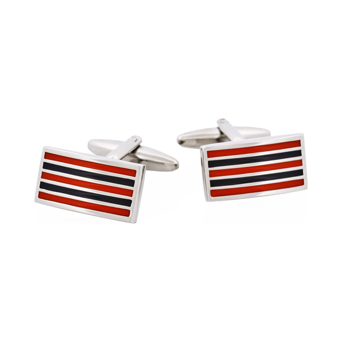 Rhodium & Red & Black Enamel Links