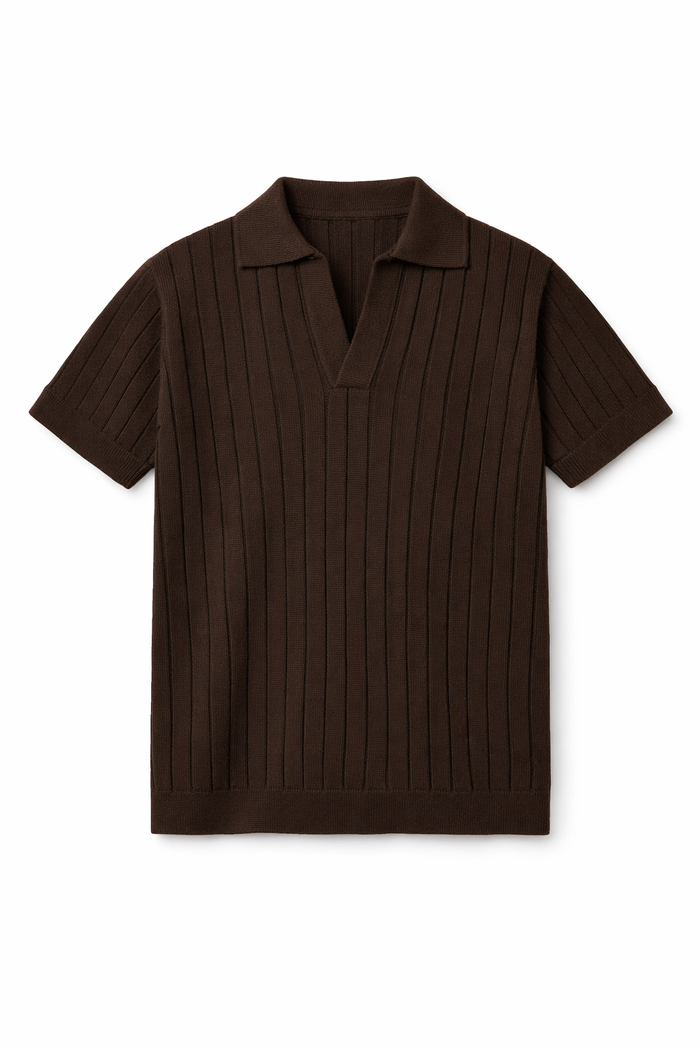 Ribbed Knitted Polo Boxy Fit.