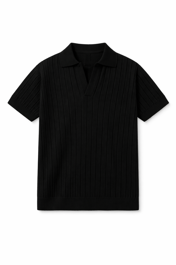Ribbed Knitted Polo Boxy Fit.