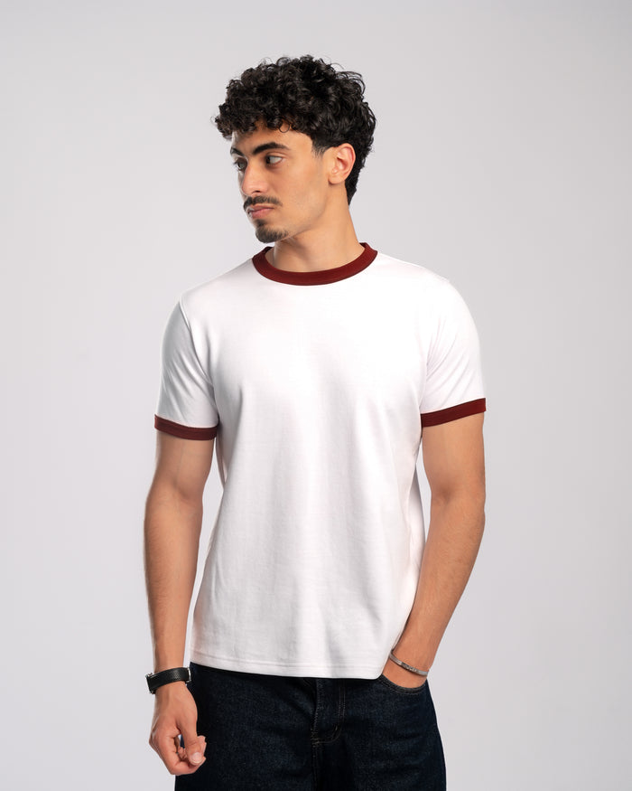 M / White - burgundy