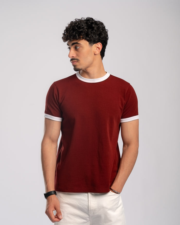 M / Burgundy- white
