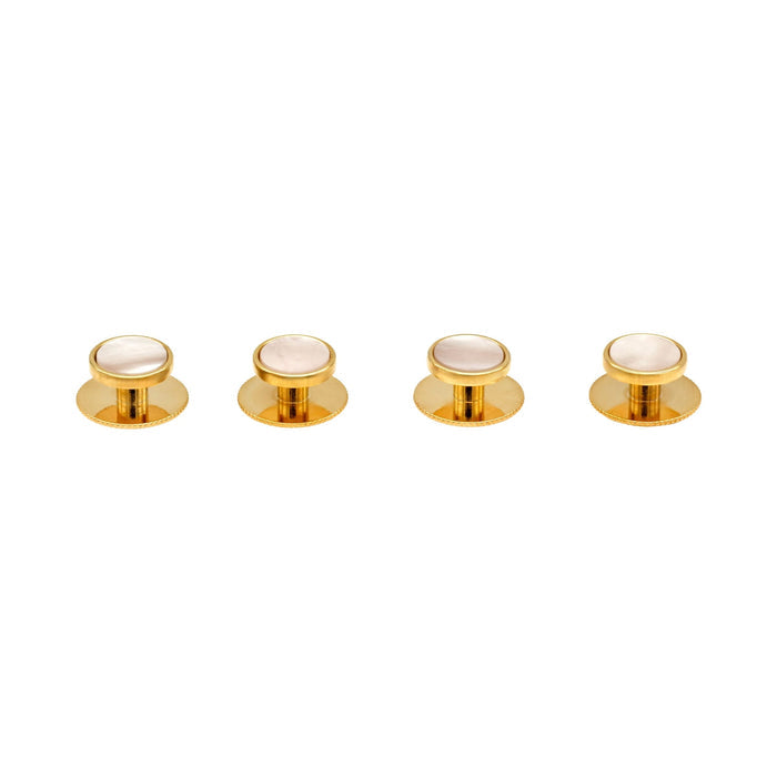 Round gold with MOP insert & screw back stud (pack of 4)