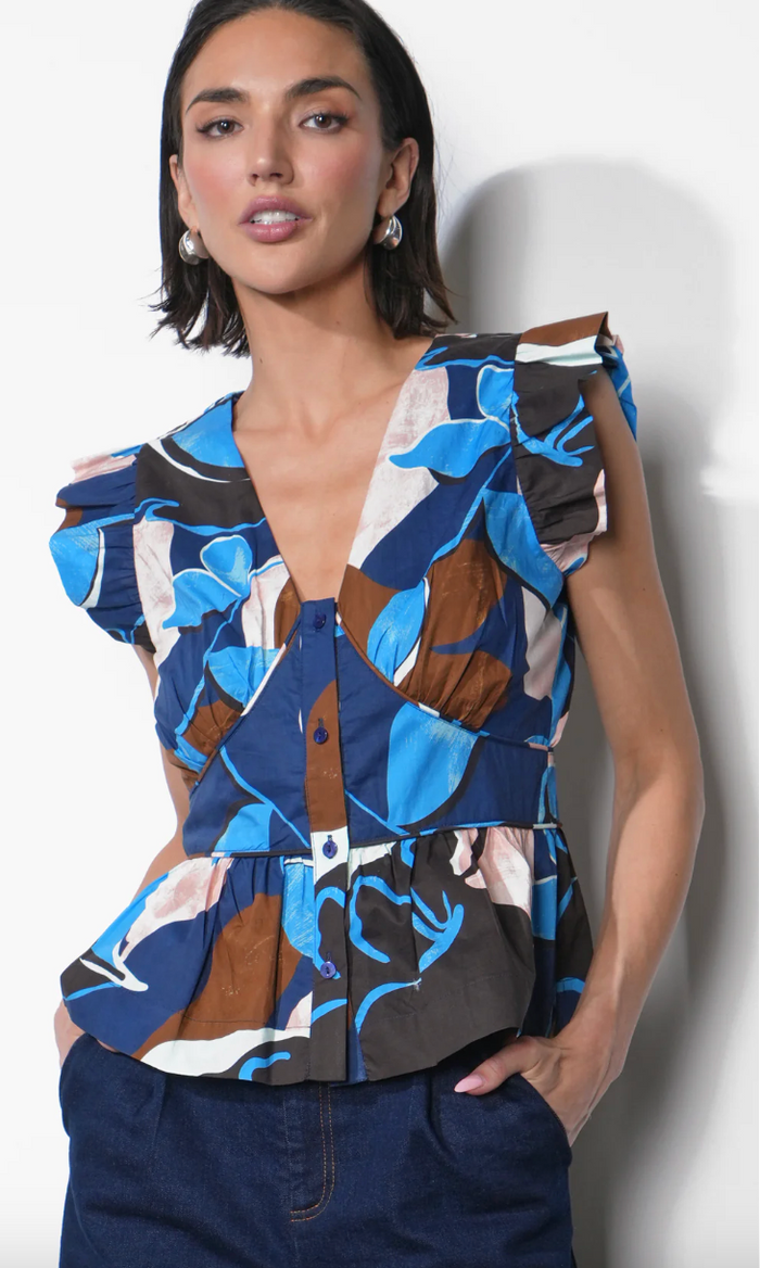 Sarina Top - Navy Multi