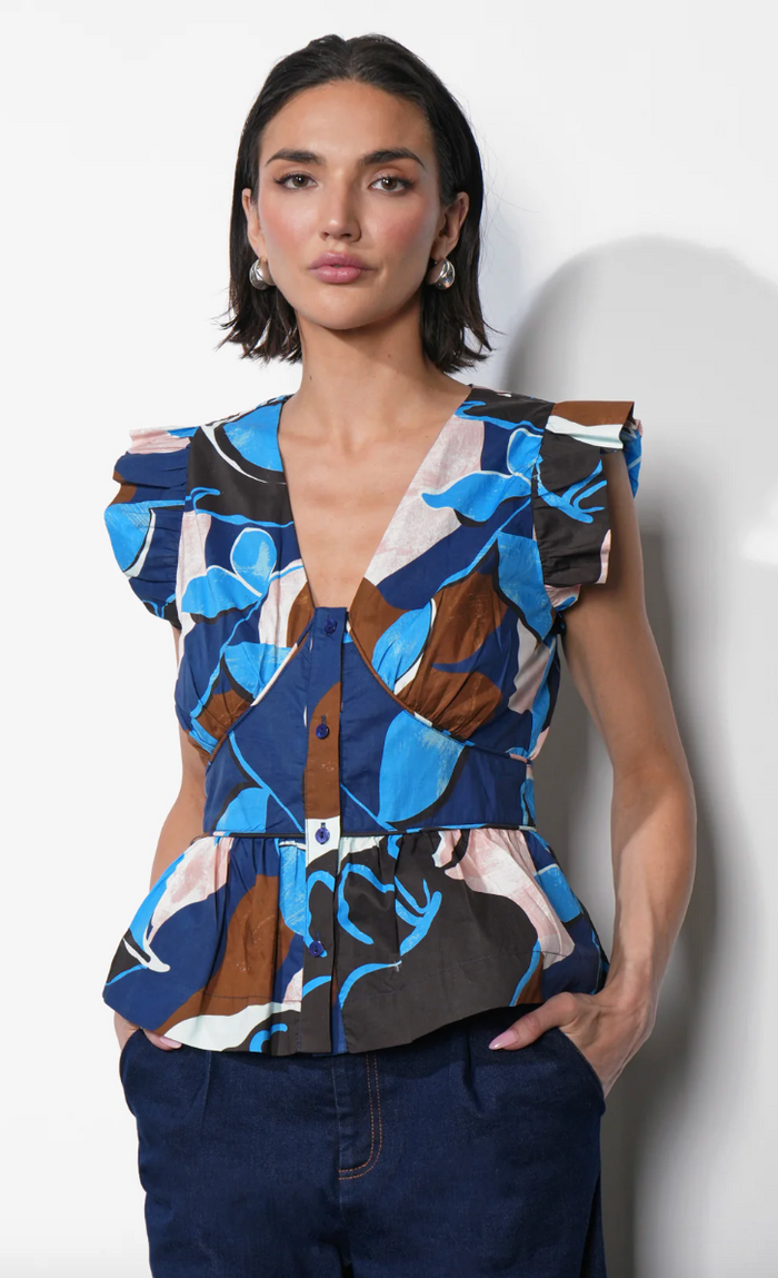 Sarina Top - Navy Multi