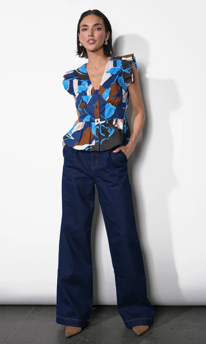 Sarina Top - Navy Multi