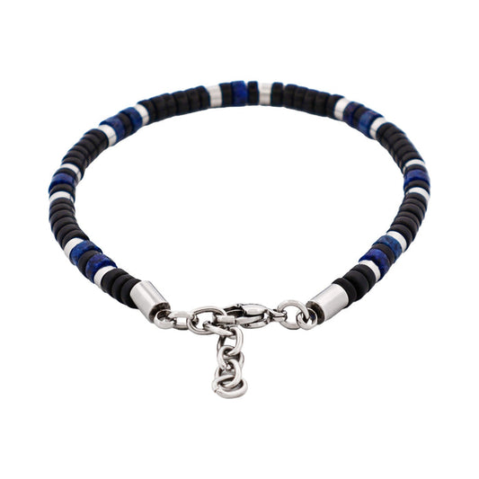 Savage - Agate & Lapis Lazuli & Stainless Steel Disc Bracelet