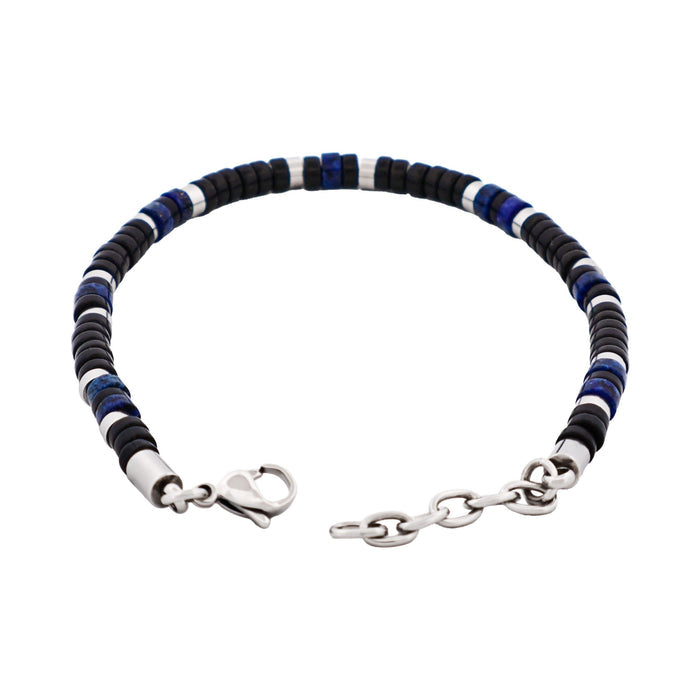 Savage - Agate & Lapis Lazuli & Stainless Steel Disc Bracelet