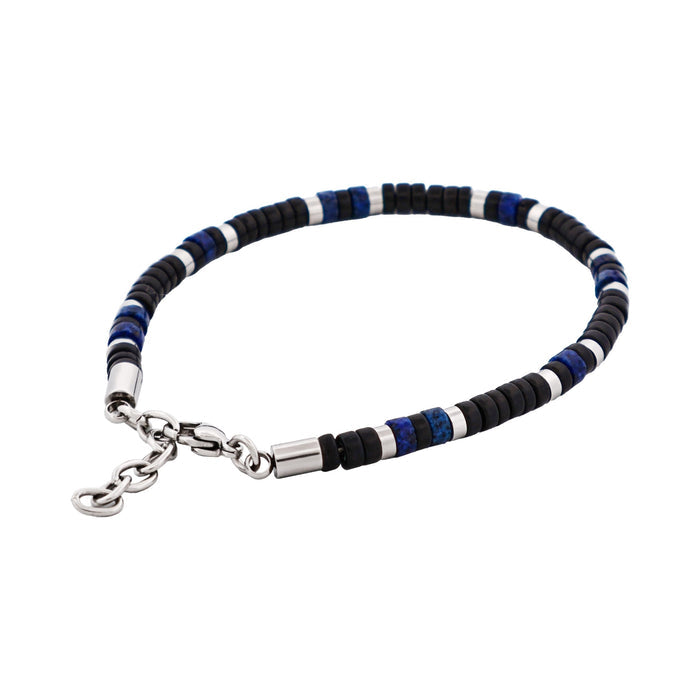 Savage - Agate & Lapis Lazuli & Stainless Steel Disc Bracelet