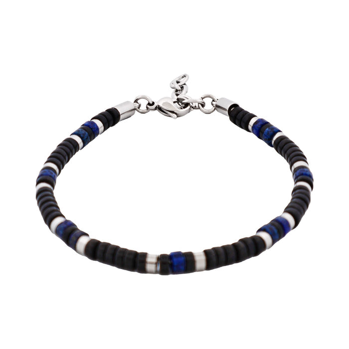 Savage - Agate & Lapis Lazuli & Stainless Steel Disc Bracelet