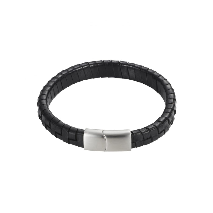 Savage - Black Braided Leather Stainless Steel Bracelet