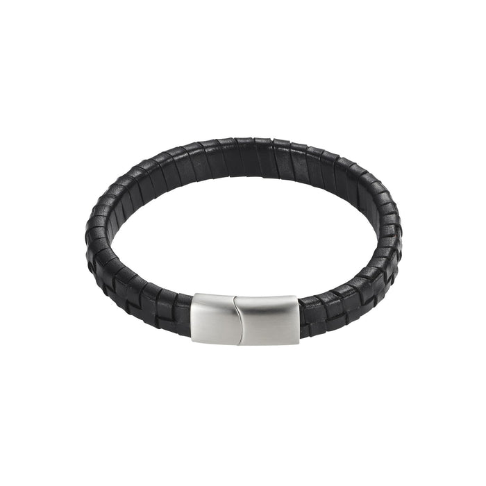 Savage - Black Braided Leather Stainless Steel Bracelet
