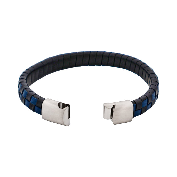 Savage - Blue & Black Braided Leather & Stainless Steel Bracelet