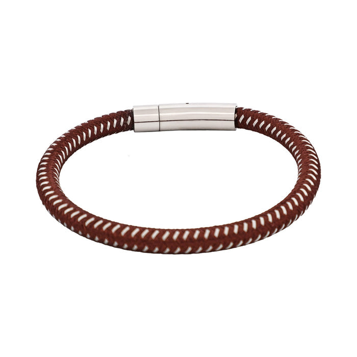 Savage - Brown Leather & Stainless Steel Wire Bracelet