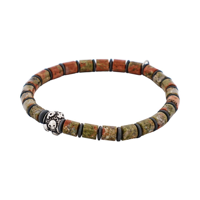 Savage - Epidote Stone & Stainless Steel Disc Bracelet