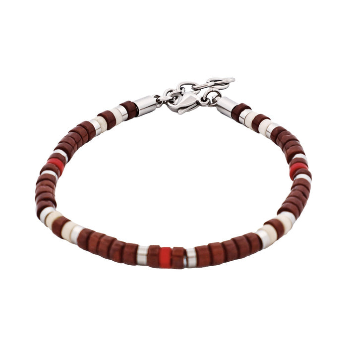 Savage - Multi Coloured Semi-Precious Stone & Stainless Steel Disc Bracelet