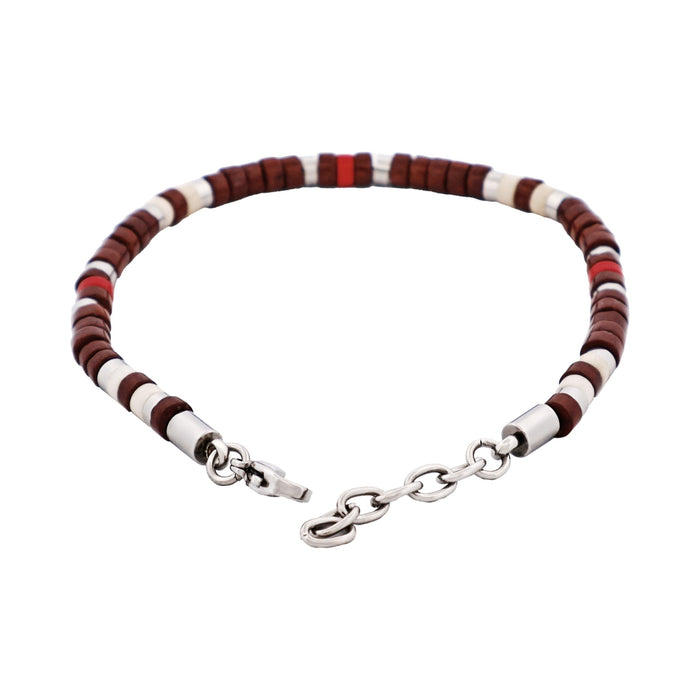 Savage - Multi Coloured Semi-Precious Stone & Stainless Steel Disc Bracelet