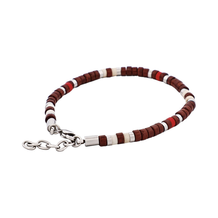 Savage - Multi Coloured Semi-Precious Stone & Stainless Steel Disc Bracelet