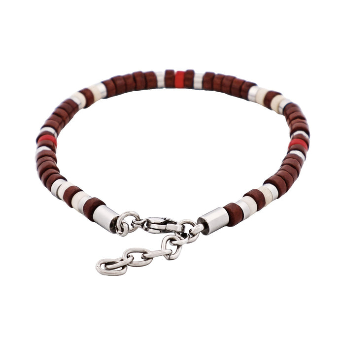 Savage - Multi Coloured Semi-Precious Stone & Stainless Steel Disc Bracelet