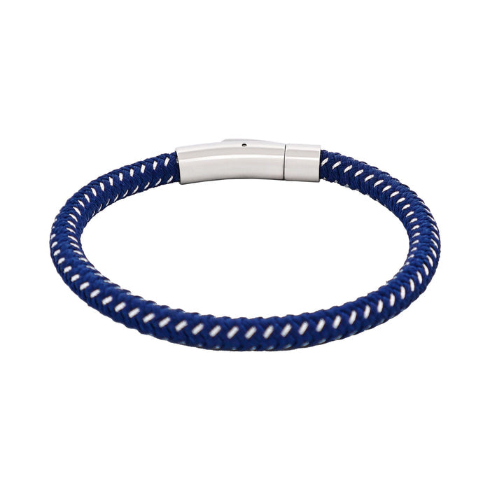 Savage - Navy & Stainless Steel Wire Leather Bracelet