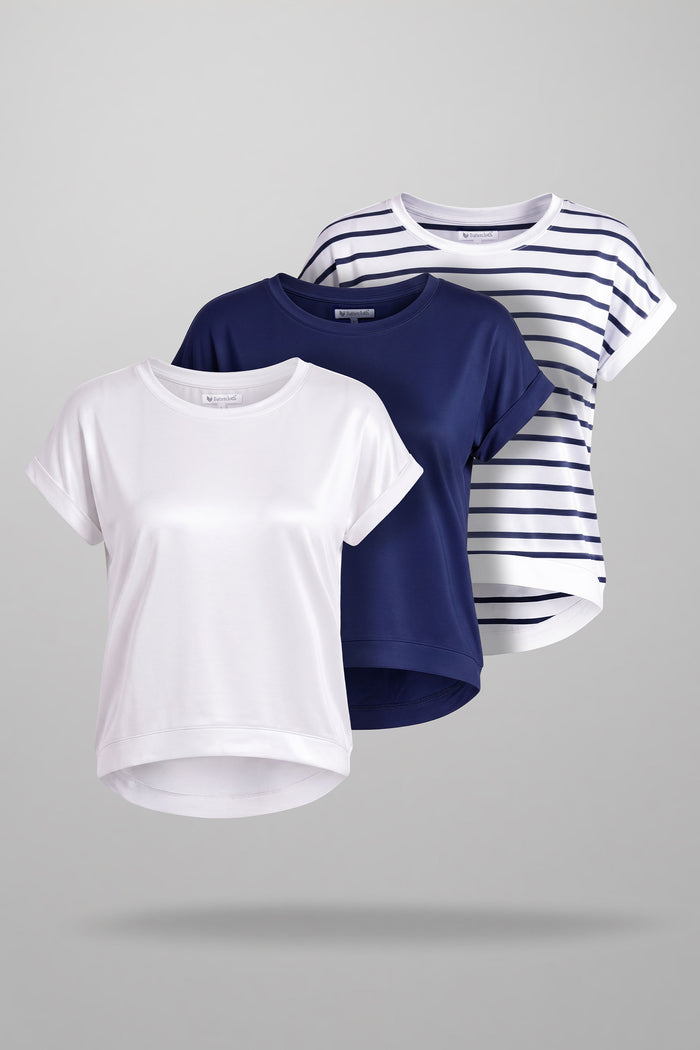 Model of Savanna Icy Bamboo® crew neck short sleeve t-shirt bundle 3-Pack