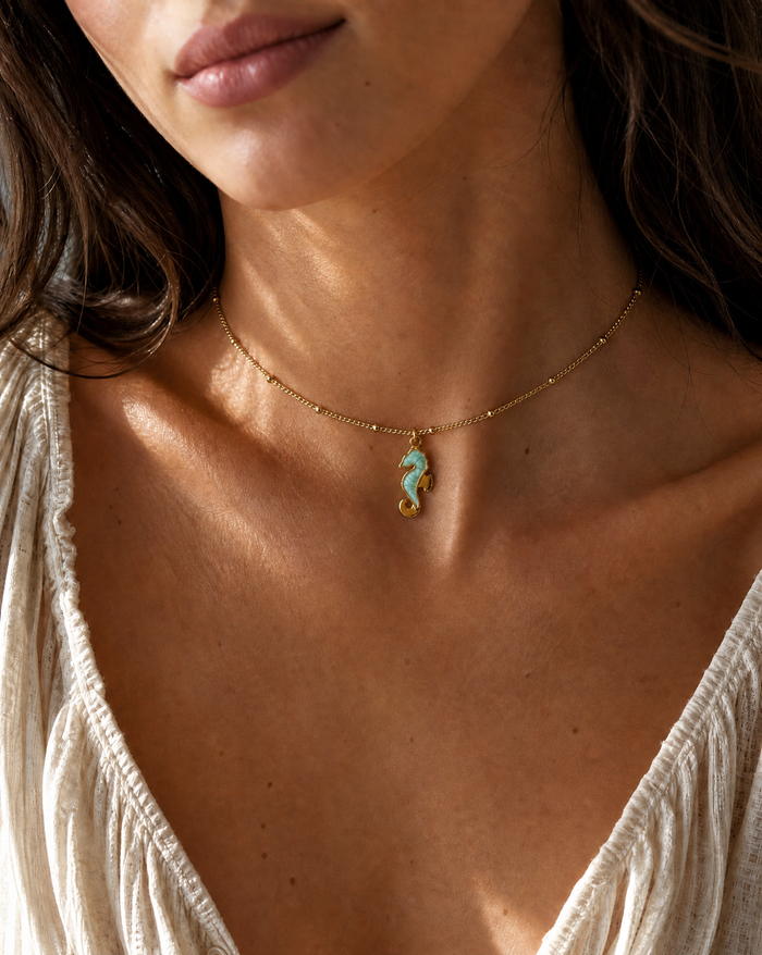 Sea Horse Pendant Choker Necklace