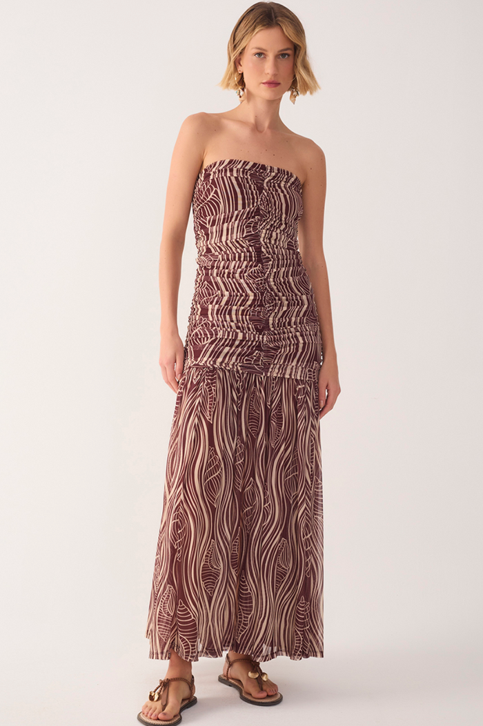 Sea Sounds Ruched Maxi Dress