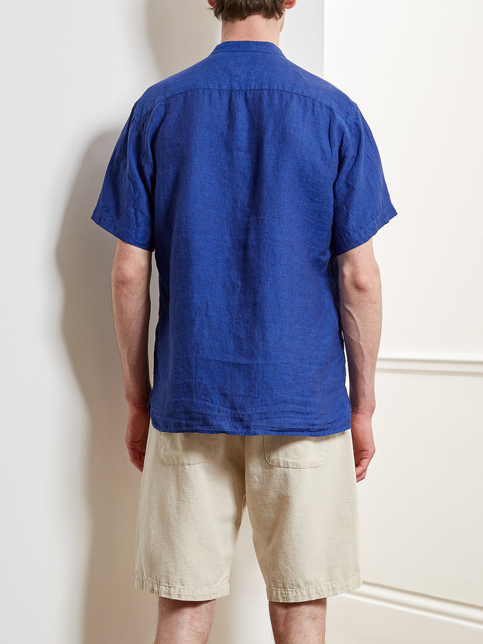 Short Sleeve Grandad Shirt Maywood Blue