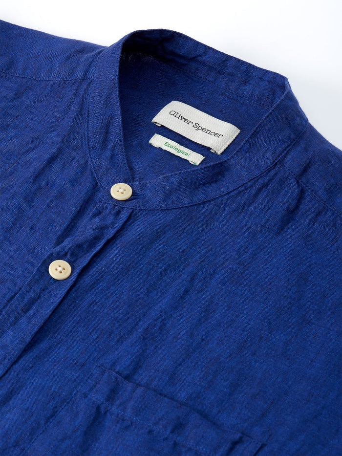 Short Sleeve Grandad Shirt Maywood Blue