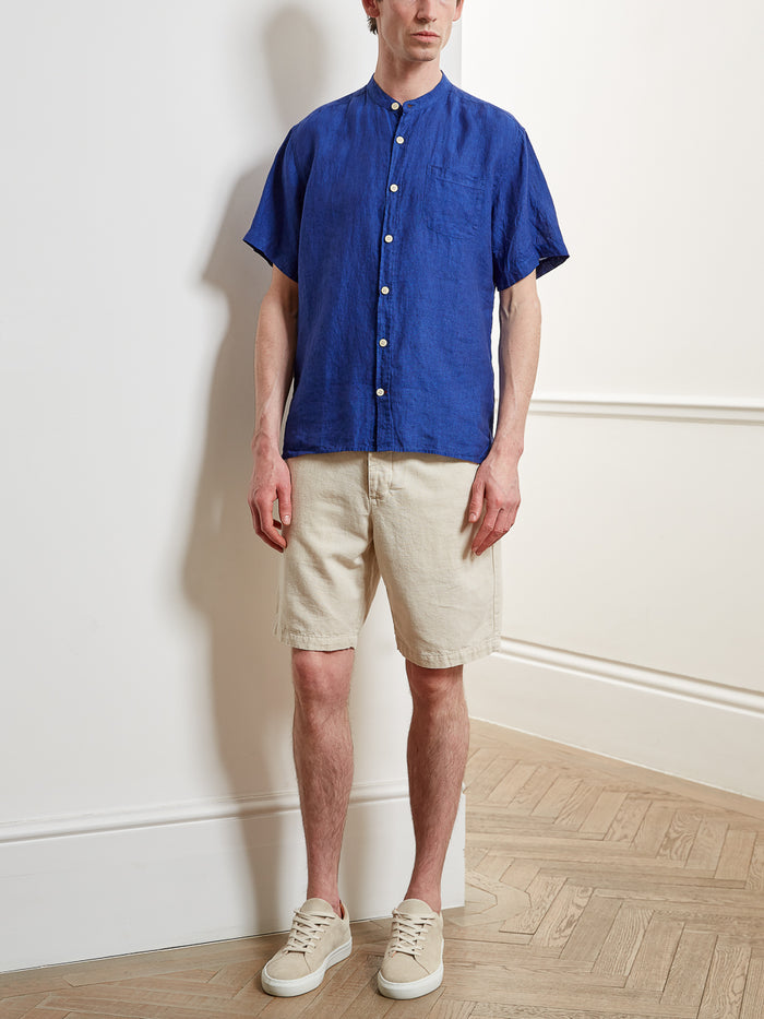 Short Sleeve Grandad Shirt Maywood Blue